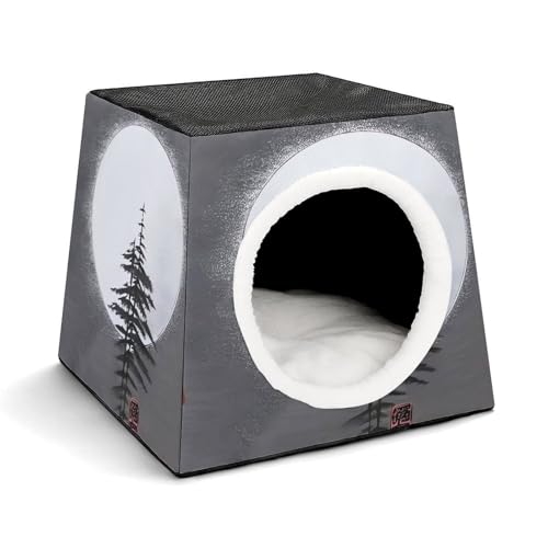 YKUDBN Cozy Capsule Pet Nest for Small Cats and Dogs, Moon Pine Tree Print Portable Pet Nest Small Pet Nest Capsule Design Pet Nest Small Animal Nest von YKUDBN