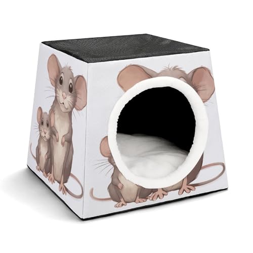 YKUDBN Cozy Capsule Pet Nest for Small Cats and Dogs, Mother and Child Rats Print Portable Pet Nest Small Pet Nest Capsule Design Pet Nest Small Animal Nest von YKUDBN