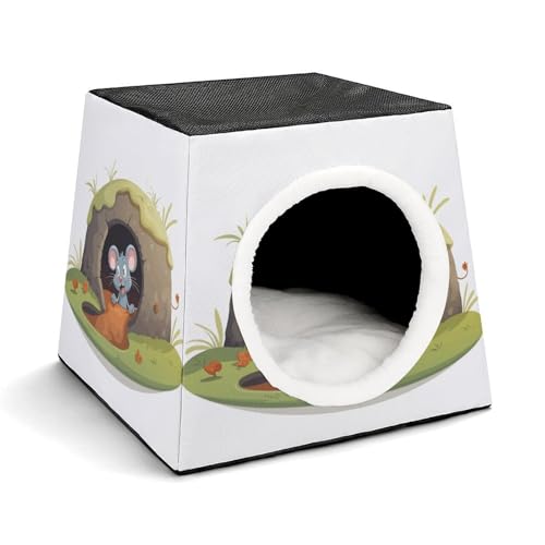 YKUDBN Cozy Capsule Pet Nest for Small Cats and Dogs, Mouse in The Hole Print Portable Pet Nest Small Pet Nest Capsule Design Pet Nest Small Animal Nest von YKUDBN