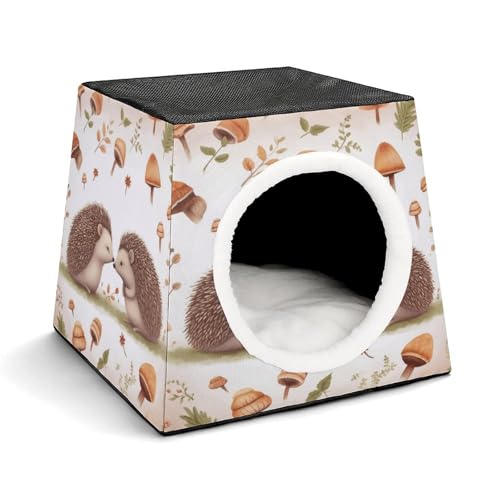 YKUDBN Cozy Capsule Pet Nest for Small Cats and Dogs, Nature Lovely Igel Lovers Print Portable Pet Nest Small Pet Nest Capsule Design Pet Nest Small Animal Nest von YKUDBN