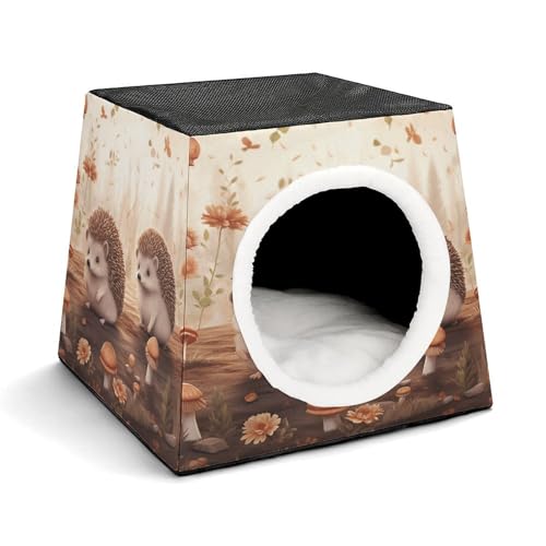 YKUDBN Cozy Capsule Pet Nest for Small Cats and Dogs, Nature Lovely Igel Lovers Print Portable Pet Nest Small Pet Nest Capsule Design Pet Nest Small Animal Nest von YKUDBN