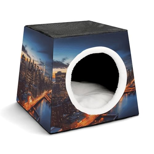 YKUDBN Cozy Capsule Pet Nest for Small Cats and Dogs, New York City Scenery Print Portable Pet Nest Small Pet Nest Capsule Design Pet Nest Small Animal Nest von YKUDBN