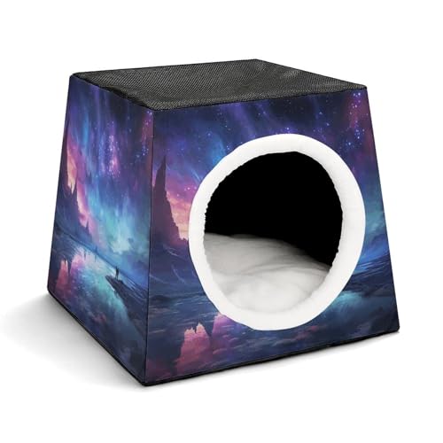 YKUDBN Cozy Capsule Pet Nest for Small Cats and Dogs, Northern Lights Print Portable Pet Nest Small Pet Nest Capsule Design Pet Nest Small Animal Nest von YKUDBN