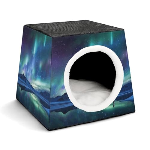 YKUDBN Cozy Capsule Pet Nest for Small Cats and Dogs, Northern Lights Print Portable Pet Nest Small Pet Nest Capsule Design Pet Nest Small Animal Nest von YKUDBN