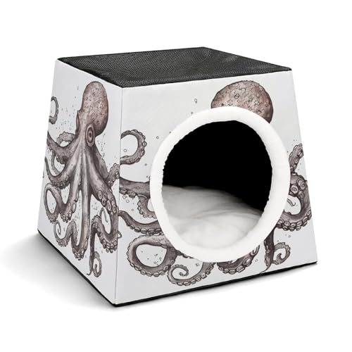 YKUDBN Cozy Capsule Pet Nest for Small Cats and Dogs, Octopus Print Portable Pet Nest Small Pet Nest Capsule Design Pet Nest Small Animal Nest von YKUDBN