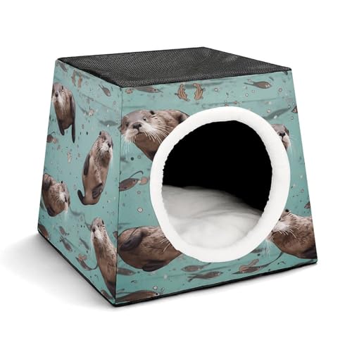 YKUDBN Cozy Capsule Pet Nest for Small Cats and Dogs, Otters Print Portable Pet Nest Small Pet Nest Capsule Design Pet Nest Small Animal Nest von YKUDBN