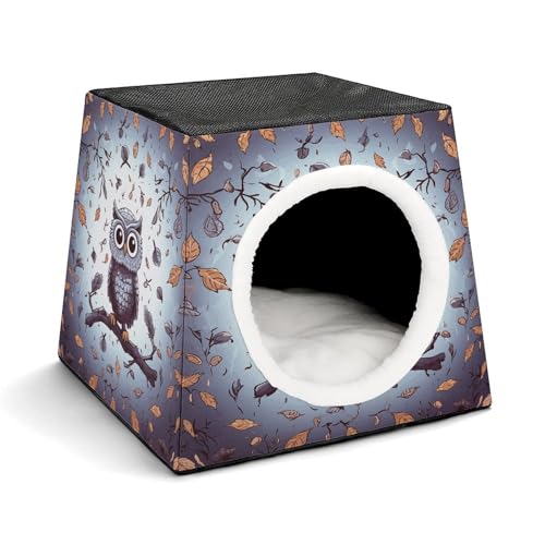 YKUDBN Cozy Capsule Pet Nest for Small Cats and Dogs, Owl Tree Branches Print Portable Pet Nest Small Pet Nest Capsule Design Pet Nest Small Animal Nest von YKUDBN