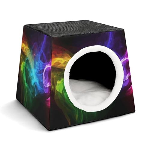 YKUDBN Cozy Capsule Pet Nest for Small Cats and Dogs, Rainbow Smoke Print Portable Pet Nest Small Pet Nest Capsule Design Pet Nest Small Animal Nest von YKUDBN