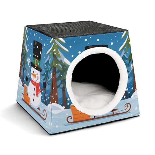 YKUDBN Cozy Capsule Pet Nest for Small Cats and Dogs, Snowman Waves Print Portable Pet Nest Small Pet Nest Capsule Design Pet Nest Small Animal Nest von YKUDBN