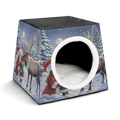 YKUDBN Cozy Capsule Pet Nest for Small Cats and Dogs, Snowy Night Adventure Print Portable Pet Nest Small Pet Nest Capsule Design Pet Nest Small Animal Nest von YKUDBN