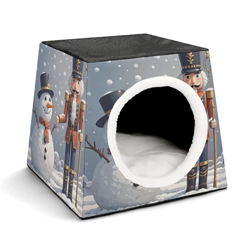 YKUDBN Cozy Capsule Pet Nest for Small Cats and Dogs, Stand Guard Snowman Print Portable Pet Nest Small Pet Nest Capsule Design Pet Nest Small Animal Nest von YKUDBN