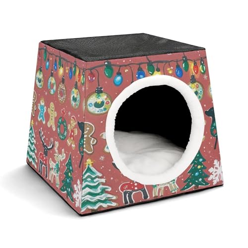 YKUDBN Cozy Capsule Pet Nest for Small Cats and Dogs, Strange Christmas Print Portable Pet Nest Small Pet Nest Capsule Design Pet Nest Small Animal Nest von YKUDBN