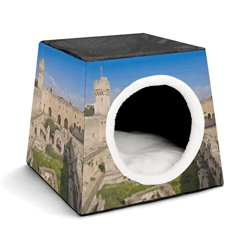 YKUDBN Cozy Capsule Pet Nest for Small Cats and Dogs, Tower Print Portable Pet Nest Small Pet Nest Capsule Design Pet Nest Small Animal Nest von YKUDBN