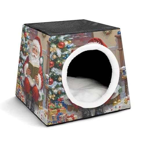 YKUDBN Cozy Capsule Pet Nest for Small Cats and Dogs, Vintage Santa Claus Print Portable Pet Nest Small Pet Nest Capsule Design Pet Nest Small Animal Nest von YKUDBN