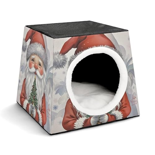 YKUDBN Cozy Capsule Pet Nest for Small Cats and Dogs, White Beard Christmas Print Portable Pet Nest Small Pet Nest Capsule Design Pet Nest Small Animal Nest von YKUDBN