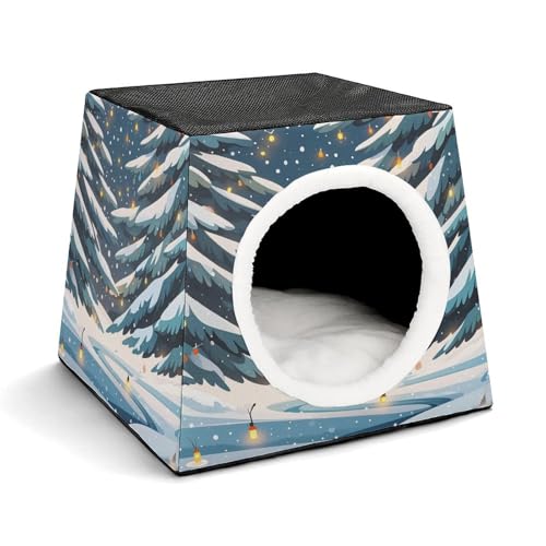 YKUDBN Cozy Capsule Pet Nest for Small Cats and Dogs, Winter Pine Plants Print Portable Pet Nest Small Pet Nest Capsule Design Pet Nest Small Animal Nest von YKUDBN