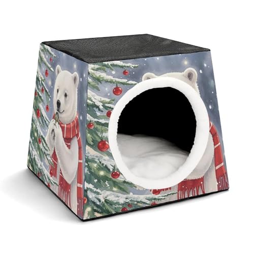 YKUDBN Cozy Capsule Pet Nest for Small Cats and Dogs, Wishing White Bear Print Portable Pet Nest Small Pet Nest Capsule Design Pet Nest Small Animal Nest von YKUDBN