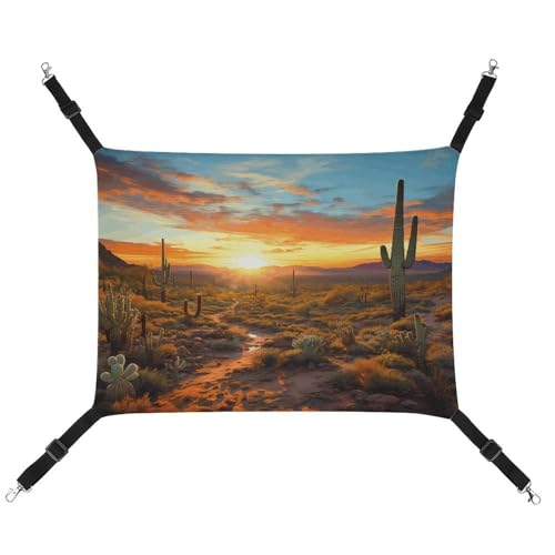 YKUDBN Tragbare Haustier-Hängematte aus Segeltuch, Saguaros bei Sonnenuntergang bedruckt, stilvolle Haustier-Hängematte, ideal für kleine Haustiere, atmungsaktiv, platzsparend und leicht zu reinigen von YKUDBN