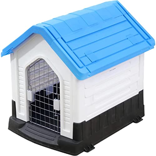 YLCH Pet House Outdoor Hund Kleines Haustier Hundehaus, wasserdichte Zwinger für Garten Rasen, atmungsaktiv bequem (Farbe: Blau, Größe: 58,8 * 69 * 66 cm) von YLCH