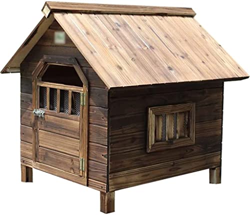 YLCH Pet House Outdoor Hundehütte aus karbonisiertem Massivholz für den Innenbereich, Rasen, Terrasse, verriegelte Tür, Zwinger, (Größe: 99 x 92 x 95 cm) von YLCH