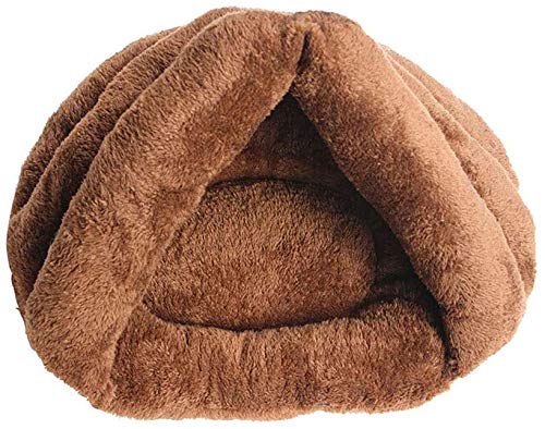 YLCJ 2 in 1 Haustier-Nest, Schlafsack-Katzen-Welpenbett-Teppiche Faltbare Höhlen-halb bedeckte Pantoffel-Form-Bett (Farbe: Braun, Größe: L 45 * 45 * 33cm) von YLCJ