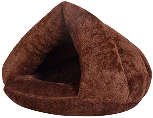 YLCJ 2 in 1 Haustier-Nest, Schlafsack-Katzen-Welpenbett-Teppiche Faltbare Höhlen-halb bedeckte Pantoffel-Form-Bett (Farbe: Kaffeefarbe, Größe: L 45 * 45 * 33cm) von YLCJ