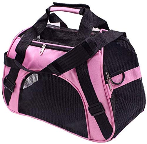 YLCJ 47cm x 23cm x 30cm Haustier-Reisetasche, Komfort erweiterbare Faltbare Reisetasche für Hunde und Katzen (Farbe: Pink, Größe: + Plüschkissen) von YLCJ