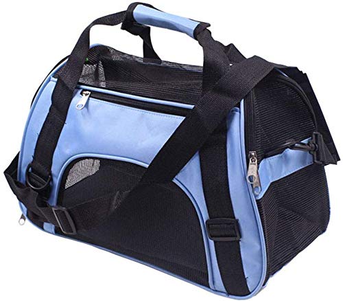 YLCJ 47cm x 23cm x 30cm Haustier-Reisetasche, erweiterbare Faltbare Komfort-Reisetasche für Hunde und Katzen (Farbe: Blau, Größe: + Plüschkissen) von YLCJ