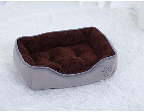 YLCJ Haustier Hund Katze beruhigendes Bett, Fleece gefüttertes warmes Hundebett (Farbe: Braun, Größe: M72 * 52 * 17cm) von YLCJ