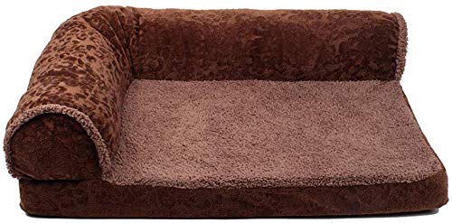 YLCJ Haustier Hundebett/Sofa-Stil orthopädische Hundebetten, orthopädische L-förmige Chaise Lounge Sofa, Abnehmbarer Bezug und mehrere Farben Stile für Hunde Katzen, Kaffeefarbe, M von YLCJ