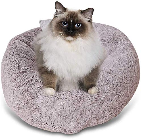 YLCJ Haustierbett, Hundekatze, rundes, warmes Cuddler Kennel Soft Puppy Sofa, Rutschfester Boden, maschinenwaschbar Vier Jahreszeiten verfügbar (Farbe: Grau, Größe: L: 60 cm) von YLCJ