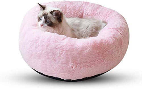 YLCJ Haustierbett, Hundekatze, rundes, warmes Cuddler Kennel Soft Puppy Sofa, Rutschfester Boden, maschinenwaschbar Vier Jahreszeiten verfügbar (Farbe: Pink, Größe: L: 60 cm) von YLCJ