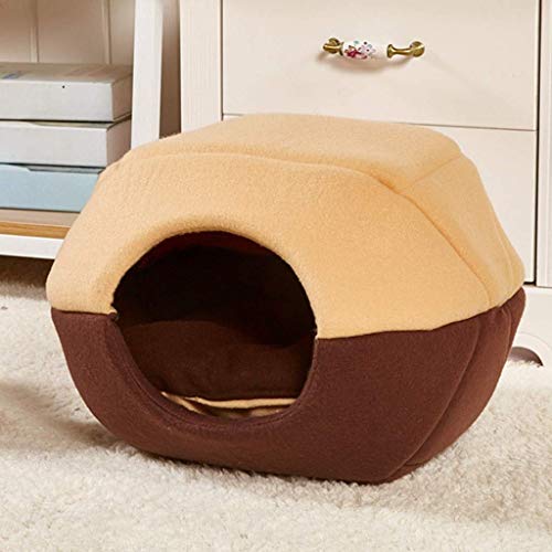 YLCJ Haustierbett Zwinger Cat House Pet Nest, halbgeschlossen Dual-Use-herausnehmbar und waschbar Four Seasons Universal Vier Jahreszeiten erhältlich (Farbe: Braun, Größe: L) von YLCJ