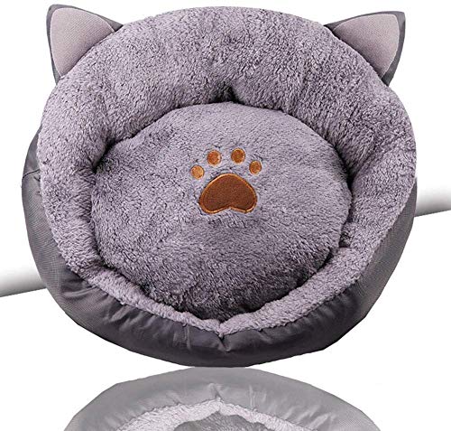 YLCJ Haustierbett für Katzen und Hunde, Supersoft Cushion Round oder Oval Pits Fleece Nesting Dog Höhlenbett Schlafsofa für Katzen und Kätzchen, Grau, M von YLCJ