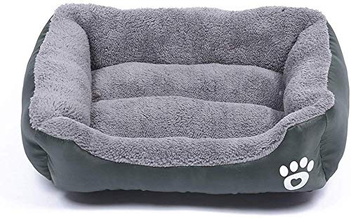 YLCJ Heimtierbedarf Hundematte Anti-Biss-rutschfeste quadratische Bettkissen Warm Pet Nest Cat Kennel Waschbarer Korb (Farbe: Dunkelgrün, Größe: 95X72 cm (28 kg)) von YLCJ