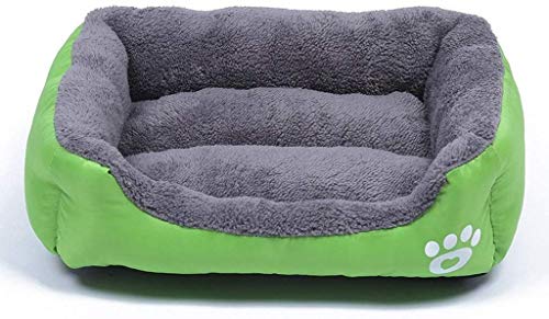 YLCJ Heimtierbedarf Hundematte Anti-Biss-rutschfeste quadratische Bettkissen Warm Pet Nest Cat Kennel Waschbarer Korb (Farbe: Grün, Größe: 110X82 cm (35 kg)) von YLCJ