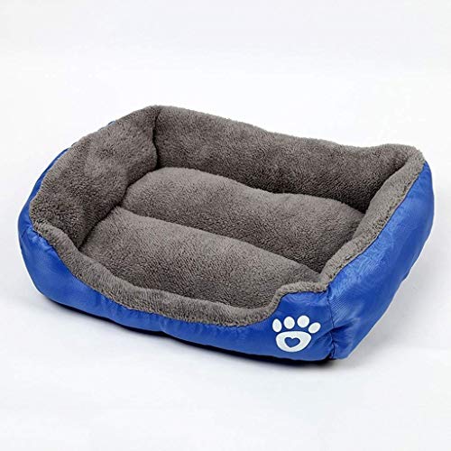 YLCJ Heimtierbedarf Hundematte Anti-Biss-rutschfeste quadratische Bettkissen Warm Pet Nest Cat Kennel Waschbarer Korb (Farbe: Königsblau, Größe: 95X72 cm (28 kg)) von YLCJ