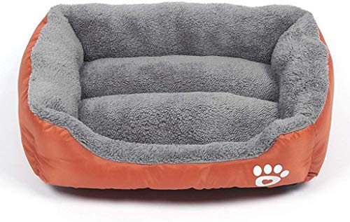 YLCJ Heimtierbedarf Hundematte Anti-Biss-rutschfeste quadratische Bettkissen Warm Pet Nest Cat Kennel Waschbarer Korb (Farbe: Orange, Größe: 95X72 cm (28 kg)) von YLCJ