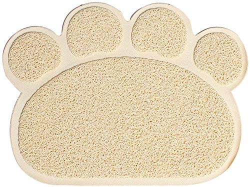 YLCJ Heimtierbedarf Katzenstreu Tablett Matte/Pet Mat wasserdicht rutschfeste Pet Feeding Mat/Pet Bowl Mat/Hund Katze Pet Feeding Tray für (Farbe: Beige) von YLCJ