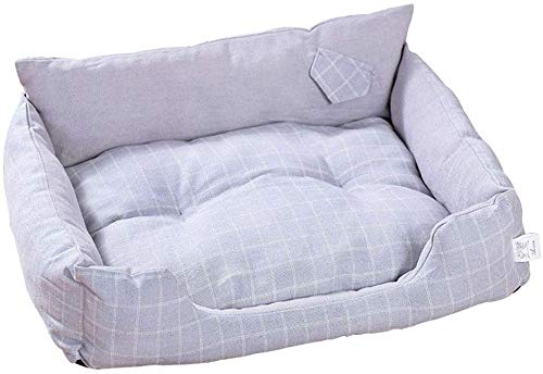 YLCJ Hundebett, Hundekorb, bequemes Hundesofa, gemütliches Haustierbett im Schlafzimmer, Wohnzimmer und Flur, leicht zu reinigen (Farbe: Grau, Größe: XL73 * 64 * 16 cm) von YLCJ