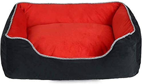 YLCJ Hundebett, Warmes, bequemes Hundesofa Quadratisches Hundenest Ultraweiches, atmungsaktives Zwingernest-Bett, Doppelseitiges, abnehmbares Hundekorb-Bettkissen (Farbe: Rot, Größe: L (68x55x20cm)) von YLCJ