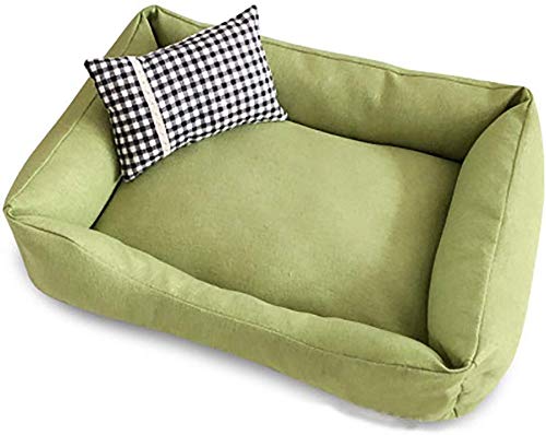 YLCJ Hundebett Katze Haustierbett Maschine Waschbar Pet Sofa Rechteck Plüsch Höhle Mit Weichen Abnehmbaren Kissen Für Kleine Mittlere Haustier Warme Korb (Farbe: Grün, Größe: L (85x60 cm)) von YLCJ