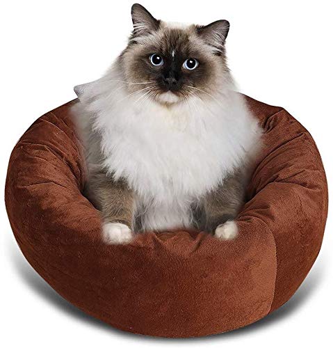 YLCJ Hundebett Katzenbett Haustierbett Welpenbett Nest Katze Kuschelbett für Kleintiere, rutschfeste Unterseite Vier Jahreszeiten verfügbar (Farbe: Braun, Größe: L: 60 cm) von YLCJ