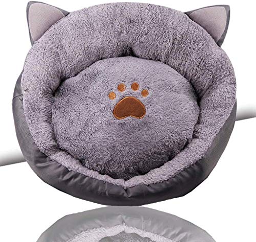 YLCJ Hundebett Katzenohren Rund Hundebett Zwinger Waschbar Katzenhundebett Superweiche Baumwollmatten Hundesofas Vier Jahreszeiten Universal Pet Nest (Farbe: Grau, Größe: 40 * 40 cm) von YLCJ