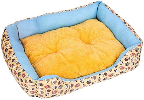 YLCJ Hundebett Mat Kennel Diffused Dog Puppy Pet für kleine mittelgroße Hunde Winter Warm Plüschbett House mit Fester atmungsaktiver Baumwolle für Katzen (Farbe: Gelb, Größe: 57x45x13cm) von YLCJ