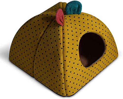 YLCJ Hundebett Warm Windproof Zwinger Four Seasons General Pet Matratze Sofakissen Dog House, Gelb-L von YLCJ