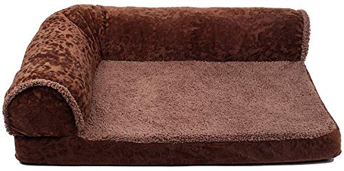 YLCJ Hundebett Waschbares Haustier-Sofa Orthopädische Hundehütte Weiches Katzenbett Warmes, bequemes Haustier-Nest L-förmige Chaiselongue mit abnehmbarem Kissen (Farbe: Braun, Größe: L (60 x 75 cm)) von YLCJ