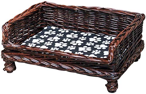 YLCJ Hundebetten Wicker Kennel im Sommer Katzenstreu Teddy Pet Nest waschbar, Brown-57 * 42 * 16cm von YLCJ