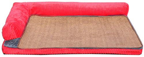 YLCJ Hundebetten Zwingersofa Four Seasons Medium Dog Large Hundematte Katzenstreu Taidijinmao Waschbar, Rot-93 * 69cm-Doppelseitig von YLCJ