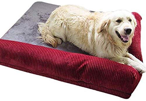 YLCJ Memory Foam Hundesofabett Fleece Premium Cord und glattes Samtgewebe, abnehmbar und waschbar, für große Hunde (Farbe: Rot, Größe: XL) von YLCJ